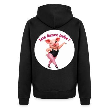 Lets Dance Babe Pig Tanzfigur - Unisex Premium Bio Zip Hoodie - Schwarz - Hinten - Nico (187cm)