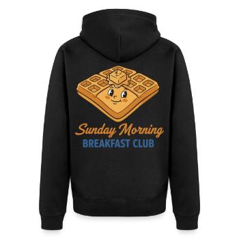Frühstück Sonntagmorgen Frühstücksclub Lustig - Unisex Premium Bio Zip Hoodie - Schwarz - Hinten - Nico (187cm)