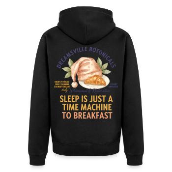 Frühstück Lustiger Brunch Kaffee Speckliebhaber - Unisex Premium Bio Zip Hoodie - Schwarz - Hinten - Nico (187cm)