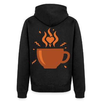 Frühstück Lustiger Brunch Kaffee Zweites Frühstück - Unisex Premium Bio Zip Hoodie - Schwarz - Hinten - Nico (187cm)