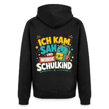 Schulkind - Unisex Premium Bio Zip Hoodie - Schwarz - Hinten - Nico (187cm)