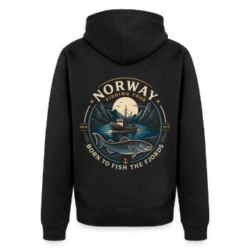 Excursion de pêche en Norvège - Veste à capuche bio Premium Unisexe - noir - Dos - Nico (187cm)