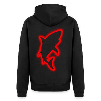Haifisch Haie Herren Kinder Jungen Hai - Unisex Premium Bio Zip Hoodie - Schwarz - Hinten - Nico (187cm)