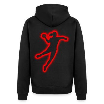 Handballspieler Handballerin Damen Handball - Unisex Premium Bio Zip Hoodie - Schwarz - Hinten - Nico (187cm)
