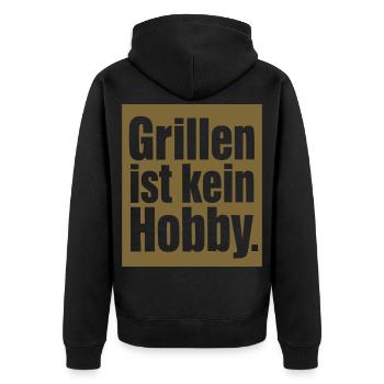 Grillen Ist Kein Hobby Grillmeister Motiv BBQ - Unisex Premium Bio Zip Hoodie - Schwarz - Hinten - Nico (187cm)