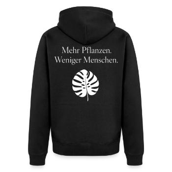 Mehr Pflanzen Weniger Menschen Spruch Hobbygärtner - Unisex Premium Bio Zip Hoodie - Schwarz - Hinten - Nico (187cm)