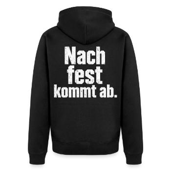 Schrauber Spruch Nach fest kommt ab Handwerker - Unisex Premium Bio Zip Hoodie - Schwarz - Hinten - Nico (187cm)