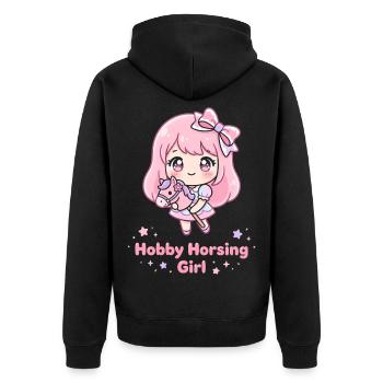 Cheval Kawaii de cavalier amateur - Veste à capuche bio Premium Unisexe - noir - Dos - Nico (187cm)