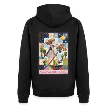 Hobby Horsing Mädchen Pferd Patchwork - Unisex Premium Bio Zip Hoodie - Schwarz - Hinten - Nico (187cm)