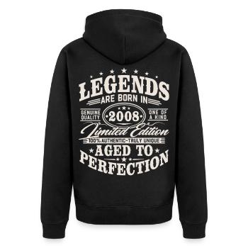 Anniversaire vintage Born Legends 2008 - Veste à capuche bio Premium Unisexe - noir - Dos - Nico (187cm)
