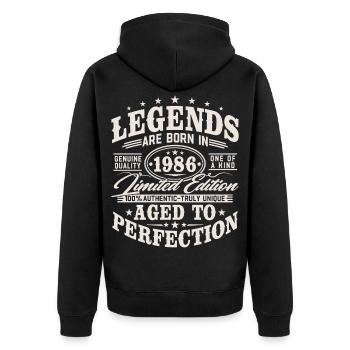 1986 Anniversaire Vintage Born Legends - Veste à capuche bio Premium Unisexe - noir - Dos - Nico (187cm)