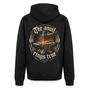 Schmied Kunstschmied Hufschmied Anvil Rings True - Unisex Premium Bio Zip Hoodie - Schwarz - Hinten - Nico (187cm)