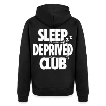 Sleep Deprived Club - Unisex Premium Bio Zip Hoodie - Schwarz - Hinten - Nico (187cm)