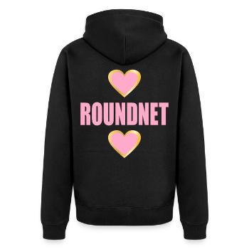 Roundnet - Unisex Premium Bio Zip Hoodie - Schwarz - Hinten - Nico (187cm)