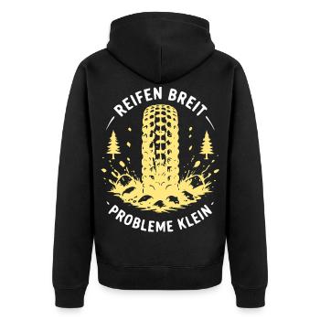 Reifen Breite, Probleme Klein - Unisex Premium Bio Zip Hoodie - Schwarz - Hinten - Nico (187cm)