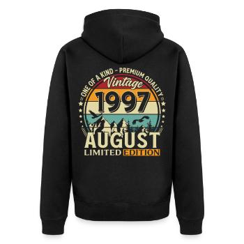 29th Birthday Gift Husband Original 1997 August - Unisex Premium Organic Zip Hoodie - black - Back - Nico (187cm)