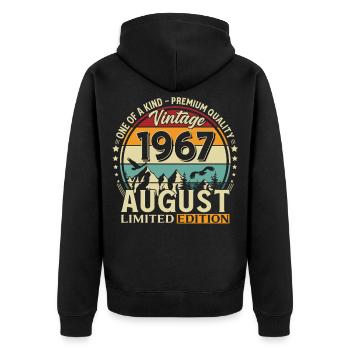 59. Geburtstag Geschenk Mann Original 1967 August - Unisex Premium Bio Zip Hoodie - Schwarz - Hinten - Nico (187cm)