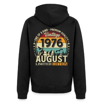50. Geburtstag Geschenk Mann Original 1976 August - Unisex Premium Bio Zip Hoodie - Schwarz - Hinten - Nico (187cm)