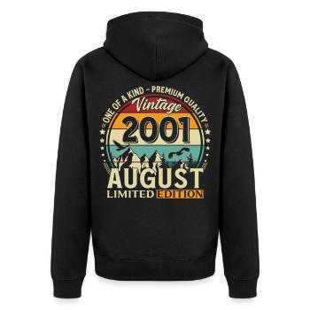 Cadeau du 25e anniversaire Mari Original août 2001 - Veste à capuche bio Premium Unisexe - noir - Dos - Nico (187cm)