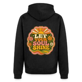 Let Your Soul Shine - Unisex Premium Bio Zip Hoodie - Schwarz - Hinten - Nico (187cm)