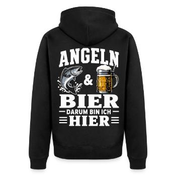 Angeln und Bier Angler Spruch Hobbyangeln - Unisex Premium Bio Zip Hoodie - Schwarz - Hinten - Nico (187cm)