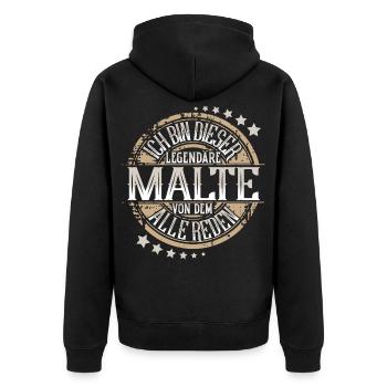 Malte - Unisex Premium Bio Zip Hoodie - Schwarz - Hinten - Nico (187cm)