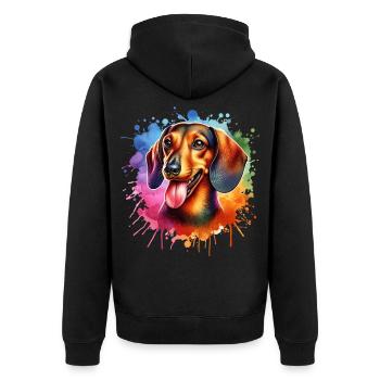 Motif teckel - Veste à capuche bio Premium Unisexe - noir - Dos - Nico (187cm)