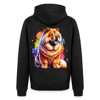 Chowchow Geschenk - Unisex Premium Bio Zip Hoodie - Schwarz - Hinten - Nico (187cm)