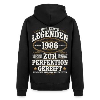 1986 Jahrgang geboren Legenden Vintage Geburtstag - Unisex Premium Bio Zip Hoodie - Schwarz - Hinten - Nico (187cm)