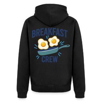 Frühstückscrew Lustiger Brunch Kaffee Pfannkuchenessen - Unisex Premium Bio Zip Hoodie - Schwarz - Hinten - Nico (187cm)