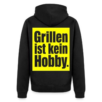 Grill Spruch Geschenk für Männer und Papa Grillfan - Unisex Premium Bio Zip Hoodie - Schwarz - Hinten - Nico (187cm)