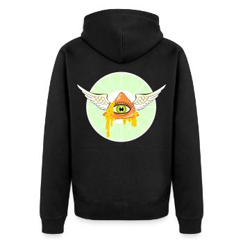 Heiliger Nacho - Unisex Premium Bio Zip Hoodie - Schwarz - Hinten - Nico (187cm)