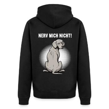 Nerv Mich Nicht Weimaraner Weimaranerbesitzer  - Unisex Premium Bio Zip Hoodie - Schwarz - Hinten - Nico (187cm)