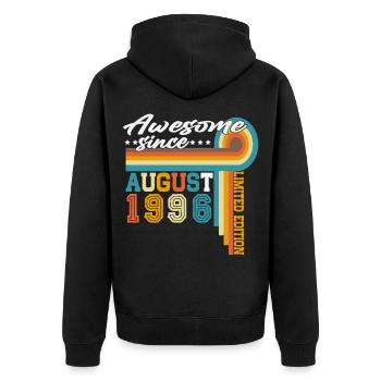 August 1996 Vintage Retro Geburtstag Geschenk Goon - Unisex Premium Bio Zip Hoodie - Schwarz - Hinten - Nico (187cm)