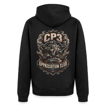Rolling Coal CP3 Appreciation Club - Unisex Premium Bio Zip Hoodie - Schwarz - Hinten - Nico (187cm)