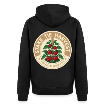 Motif de la récolte des plants de tomates dans le style vintage - Veste à capuche bio Premium Unisexe - noir - Dos - Nico (187cm)