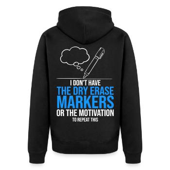 Motivation für Whiteboard-Marker - Unisex Premium Bio Zip Hoodie - Schwarz - Hinten - Nico (187cm)