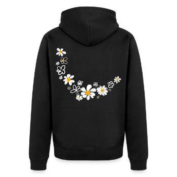 Floral garland - Unisex Premium Organic Zip Hoodie - black - Back - Nico (187cm)