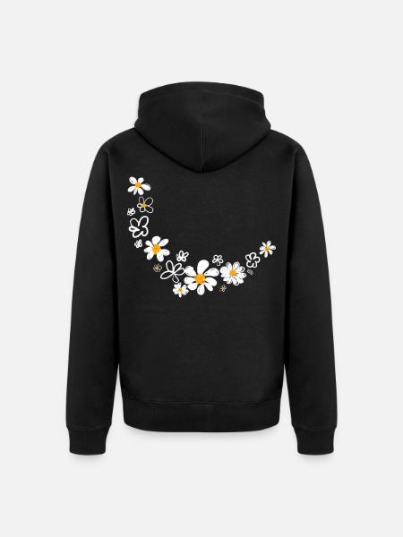 Floral garland - Unisex Premium Organic Zip Hoodie - black