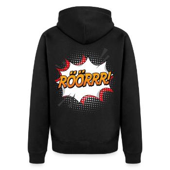 Rröööörrrrr - Unisex Premium Bio Zip Hoodie - Schwarz - Hinten - Nico (187cm)