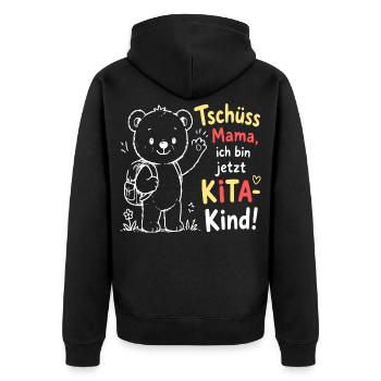 Kita Kind Abschied mit Mama - Unisex Premium Bio Zip Hoodie - Schwarz - Hinten - Nico (187cm)