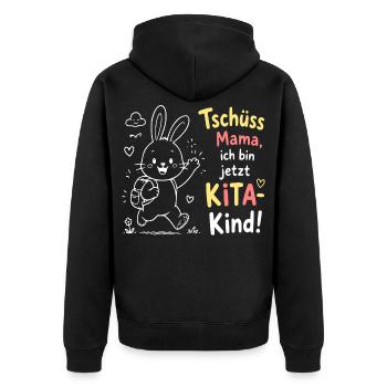 Kita Kind Bunny Abschied Motiv - Unisex Premium Bio Zip Hoodie - Schwarz - Hinten - Nico (187cm)