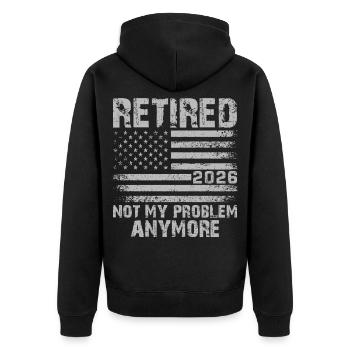 Retraité en 2026, ce n’est plus mon problème - Veste à capuche bio Premium Unisexe - noir - Dos - Nico (187cm)