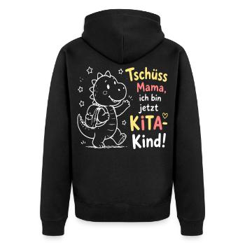 Kita Abschied Dino Design - Unisex Premium Bio Zip Hoodie - Schwarz - Hinten - Nico (187cm)