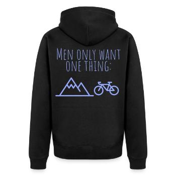Une seule chose : la montagne et le vélo - Veste à capuche bio Premium Unisexe - noir - Dos - Nico (187cm)