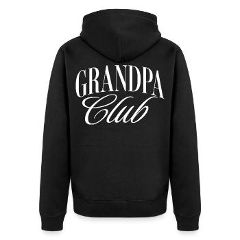 Grandpa Club - Unisex Premium Organic Zip Hoodie - black - Back - Nico (187cm)