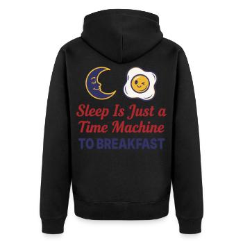 Le petit-déjeuner et le sommeil n’est qu’une machine à remonter le temps - Veste à capuche bio Premium Unisexe - noir - Dos - Nico (187cm)