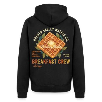 Breakfast Crew : Brunch drôle Café Pancake Bacon - Veste à capuche bio Premium Unisexe - noir - Dos - Nico (187cm)