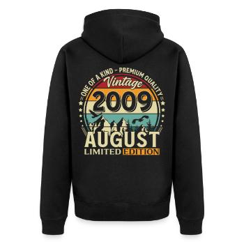 17. Geburtstag Geschenk Mann Original 2009 August - Unisex Premium Bio Zip Hoodie - Schwarz - Hinten - Nico (187cm)