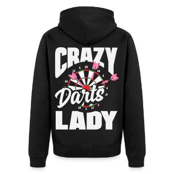 Funny Darts Sayings Darts Gifts - Unisex Premium Organic Zip Hoodie - black - Back - Nico (187cm)